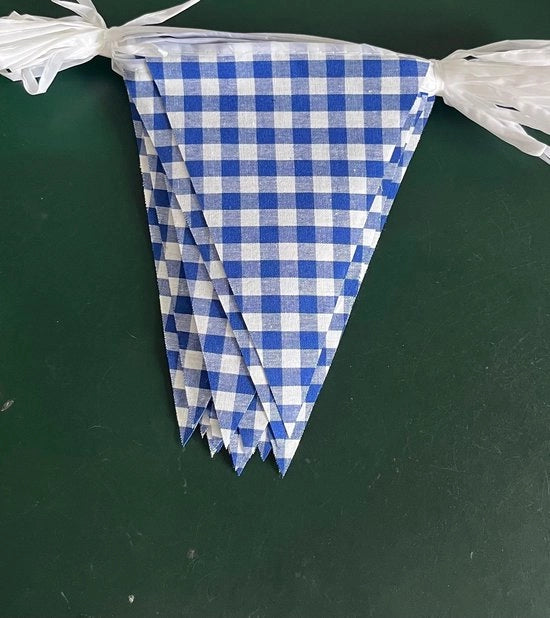 Bandiera a strisce 16 metri - Doppia faccia Gingham - Bandiere di cotone - Decorazione per feste - Compleanno/Baby shower - Blu/ Bianco a quadri - Bandiera per feste
