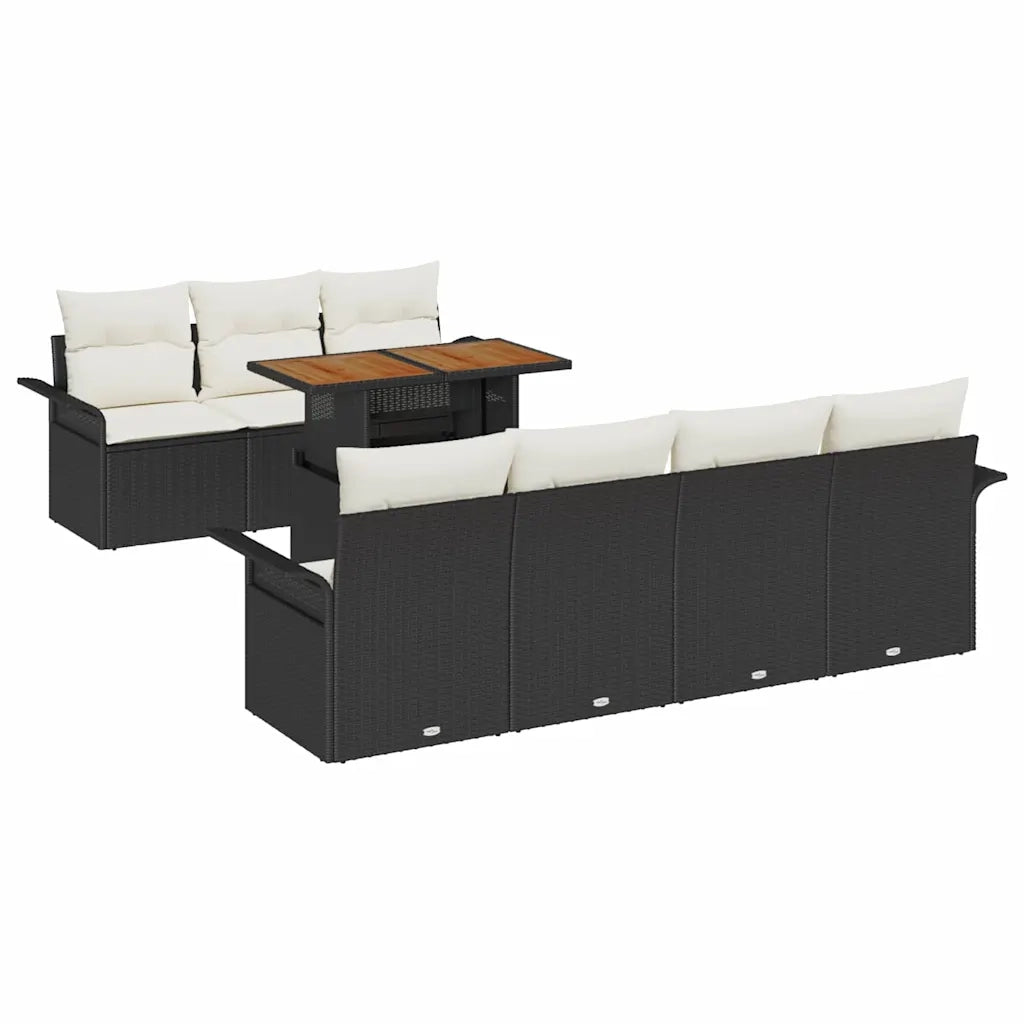 Set Divano da Giardino con archiviazione 8 pcs Nero Poly Rattan 3358028