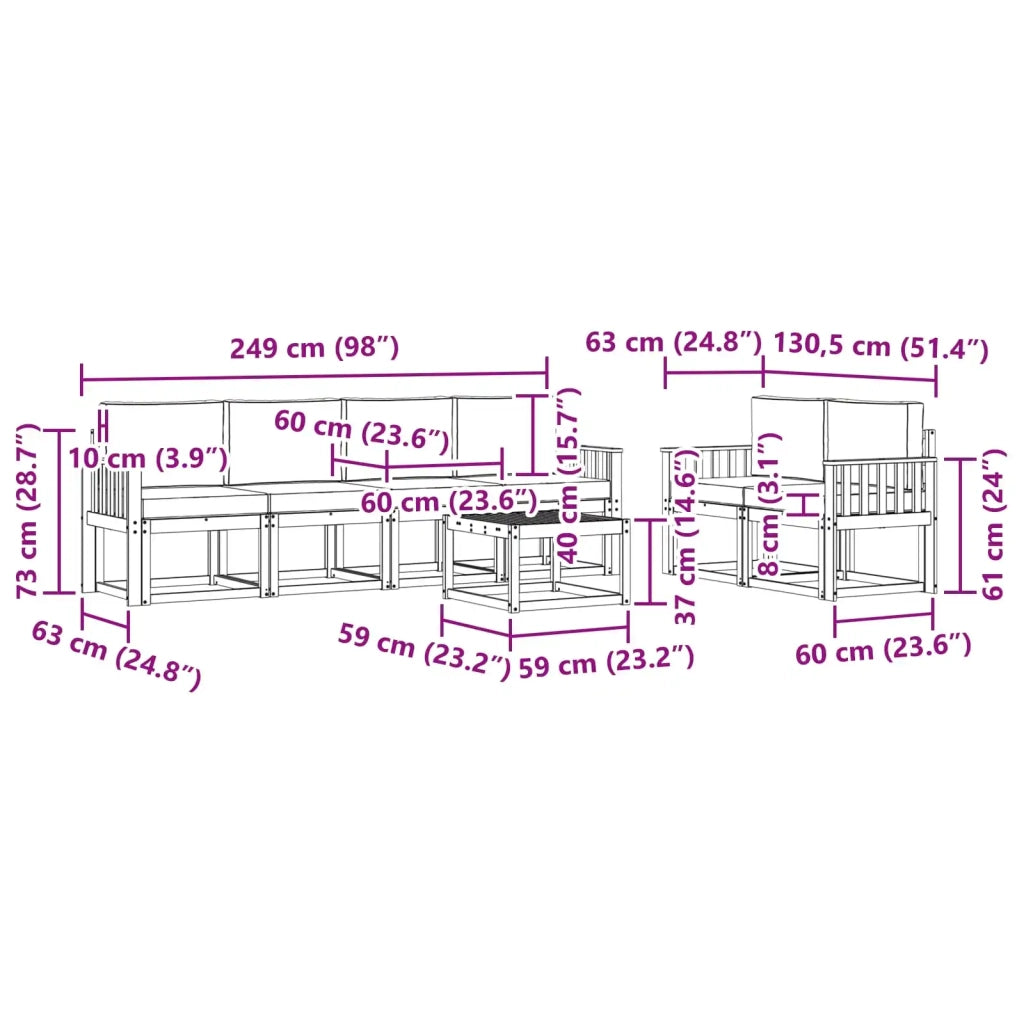 Set di divani da esterno con cuscino 7 pcs Bianco e Beige 3387277