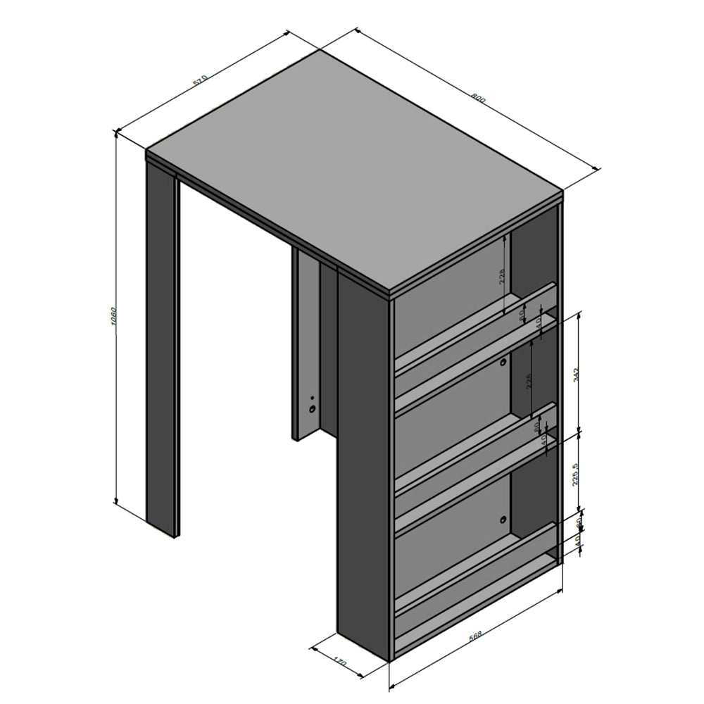 Vicco Tavolo bar alto Antracite 57 x 80 cm