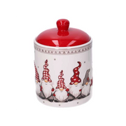 Barattolo ceramica con gnomi bianco cm ø13h17,3