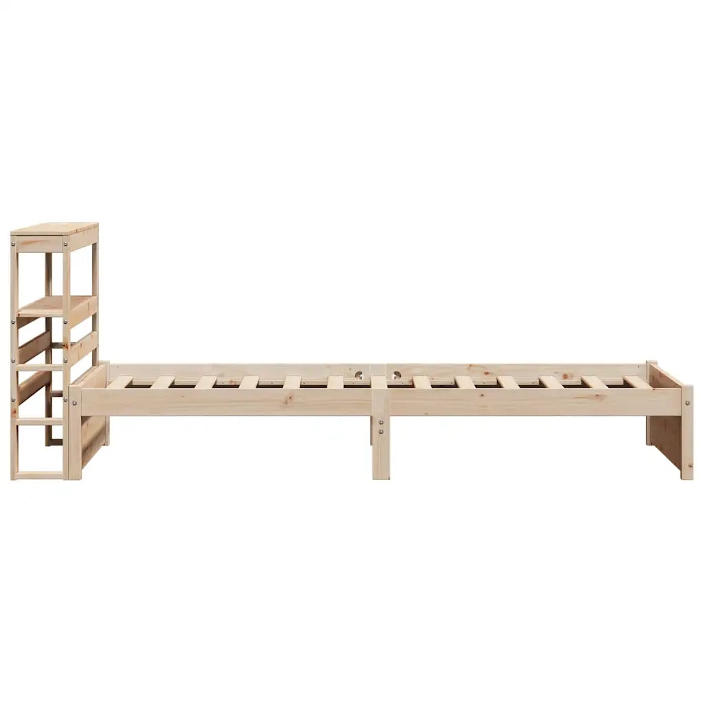 Letto singolo | Letto per adulti | Giroletto con Testiera 75x190 cm in Legno Massello di Pino