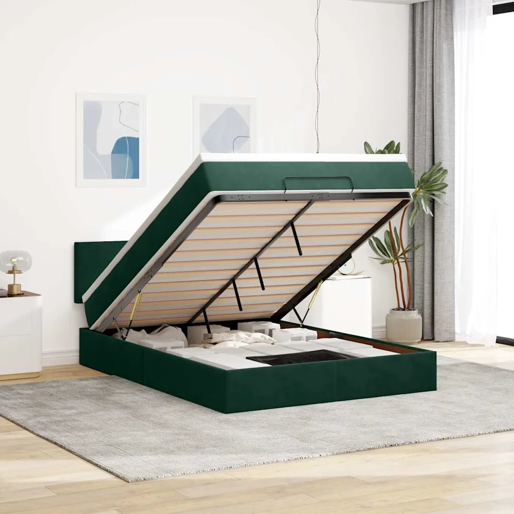 Struttura Letto Pouf con Materasso 140x200 cm in Velluto