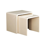 Set di 2 tavolini impilabili finitura lucida, crema