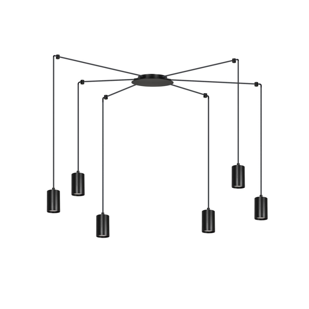 Lampadario Emibig Traker nero 6xGU10 regolabile 300cm