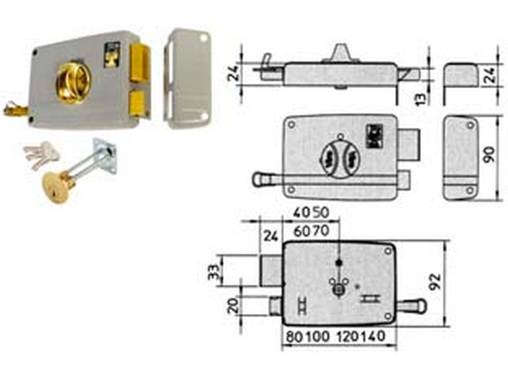 1pz serratura portoncino pomolo interno catenaccio scrocco mm60 sx cod:ferx.fer411004