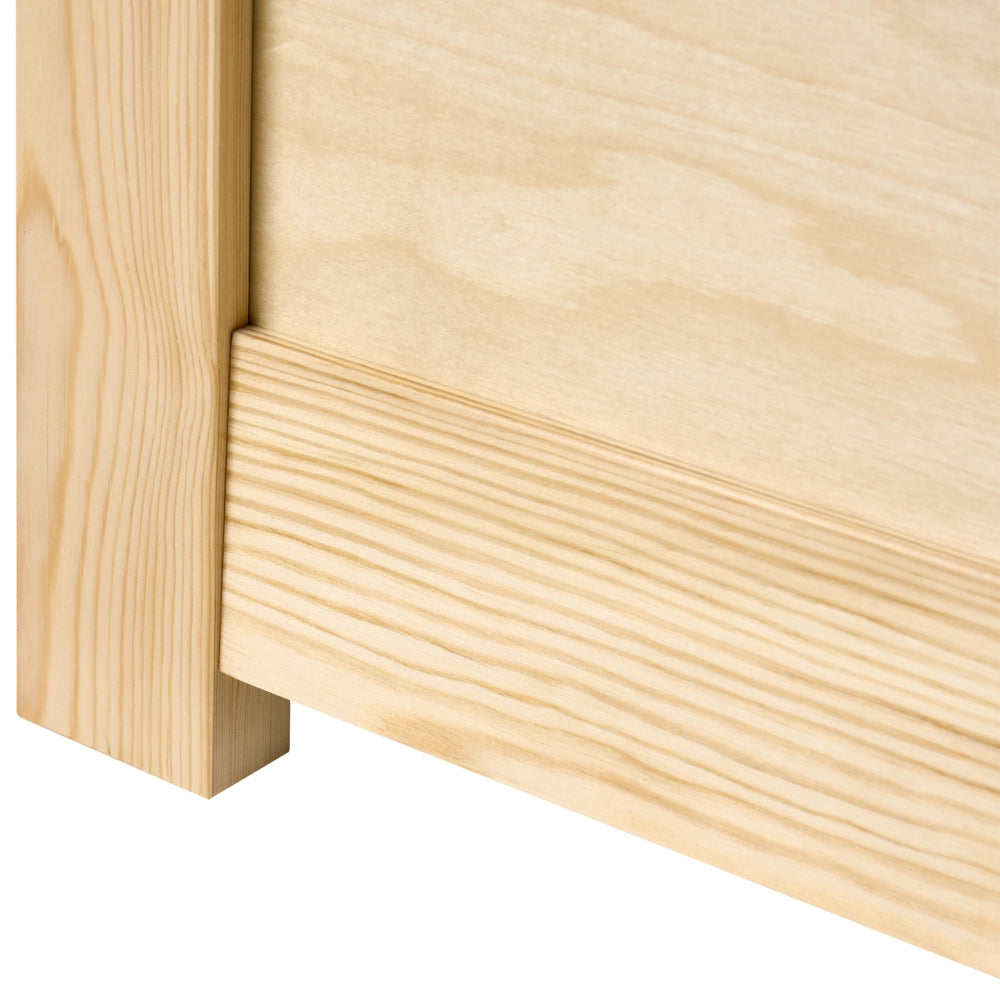 Letto matrimoniale con 2 cassetti in legno marrone chiaro stile 160 x 200 cm con testiera in stile scandinavo