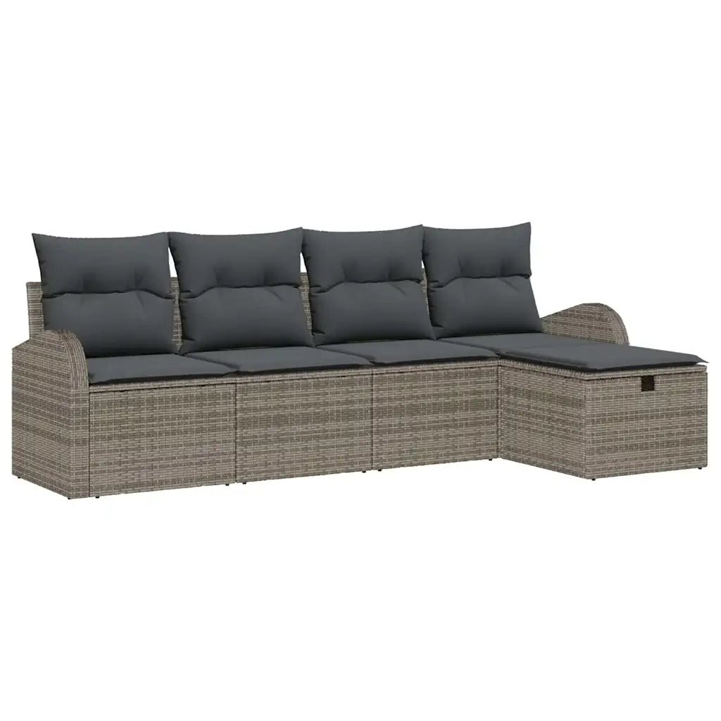 Set Divano da Giardino con cuscino 5 pcs Grigio Poly Rattan 3360390