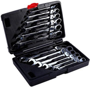 Set di chiavi a ratti 12 pezzi - 8-19 mm - 72 denti - 5° angolo di ritorno - cacciavite in plastica - finitura acciaio cromo-vanadio - set di chiavi a ratti