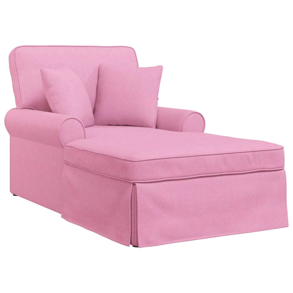 Chaise Longe con Gonna con cuscino 3 pcs Rosa Tessuto