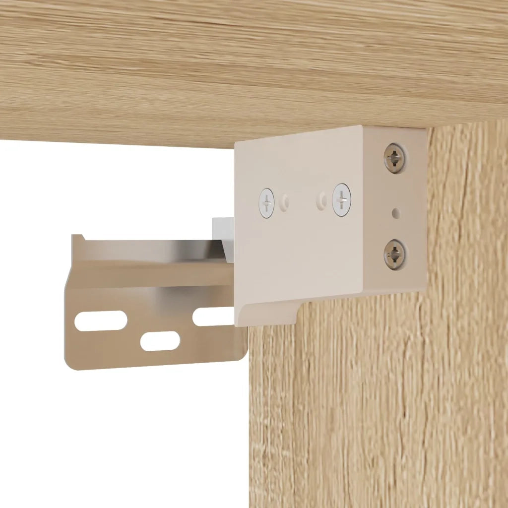 Set di 2 pratici e decorativi pensili da parete con ampio spazio contenitivo 69,5 x 34 x 90 cm realizzati in legno composito di rovere Sonoma 02_0055462