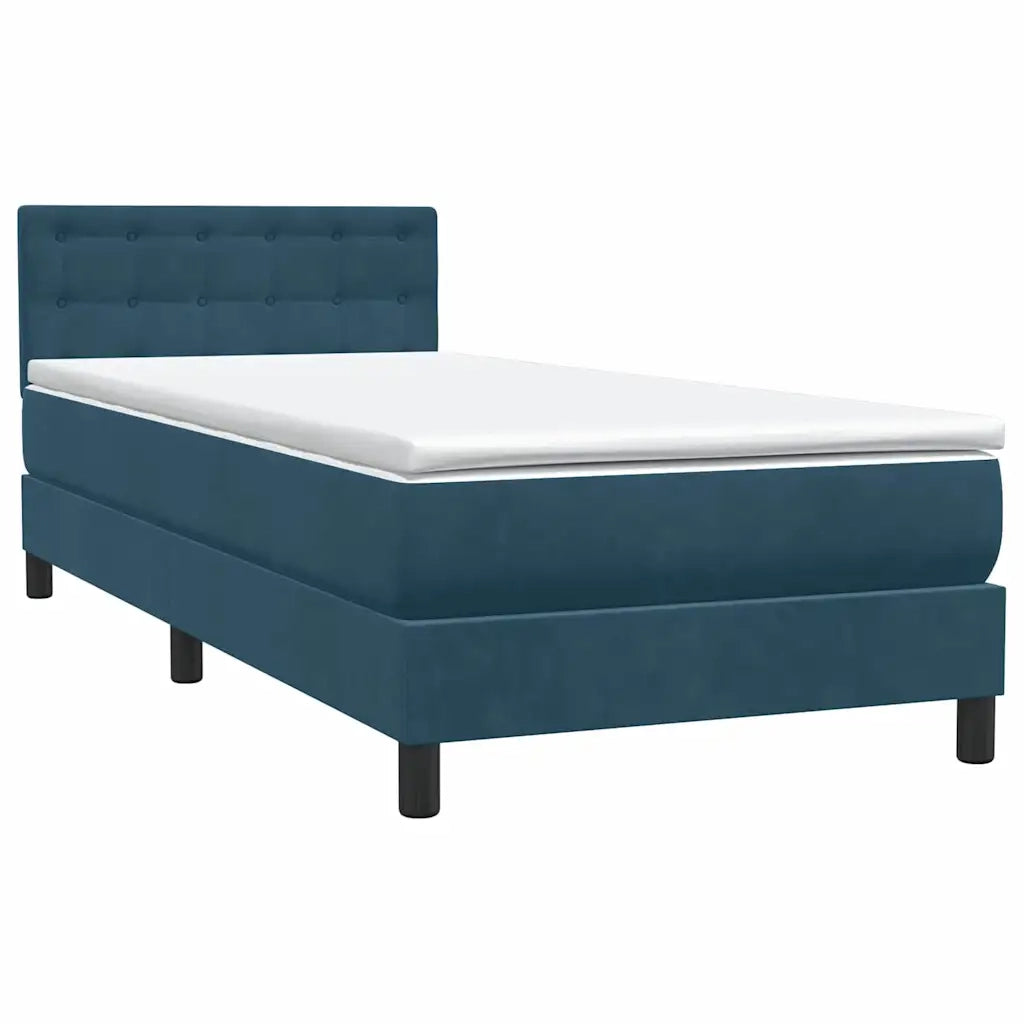 Giroletto a Molle con Materasso Blu Scuro 80x220 cm Velluto 3316621