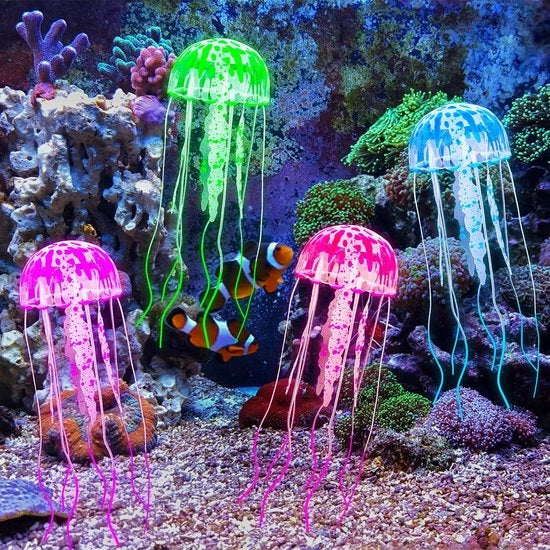 Set di decorazioni per acquario in silicone con effetto di luce, con zucca e dimensioni 5cm/13cm