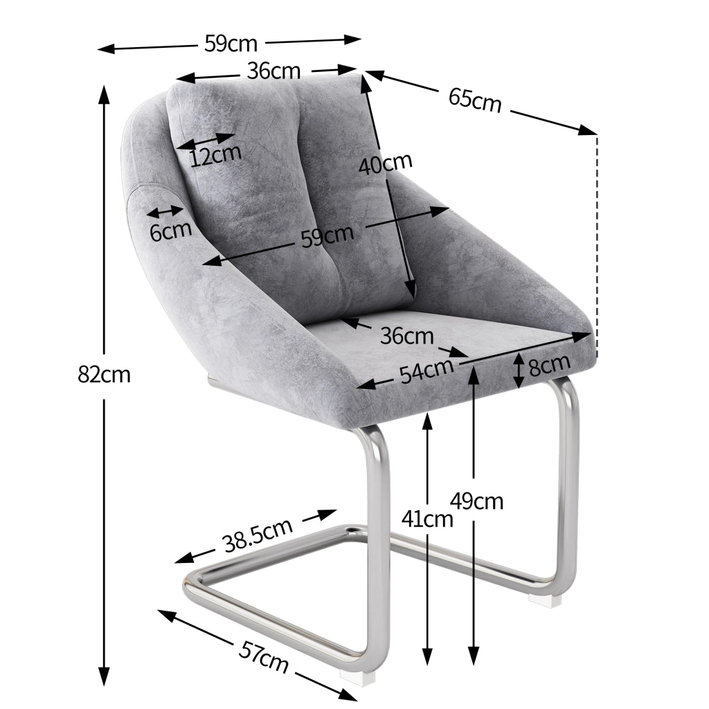 Sedia da Pranzo Girevole Imbottita in Velluto, Set 4 Pezzi con Cuscino ¨C MINIMAL ¨C Grigio
