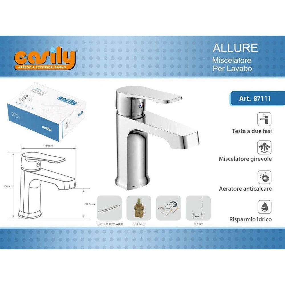 Trade Shop - Rubinetto Miscelatore Monocomando Cromato Lavabo Lavandino Moderno Allure 87111 -