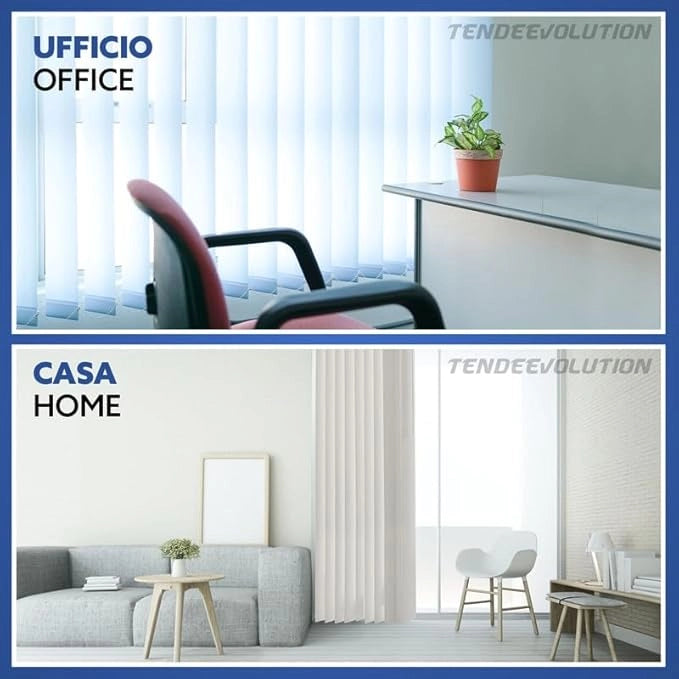 Tenda Verticale Shantung 127mm - Colore Blu Chiaro 61, Attacco Parete - Larghezza 2m x Altezza 3m - Apertura Sinistra - Per Casa E Ufficio