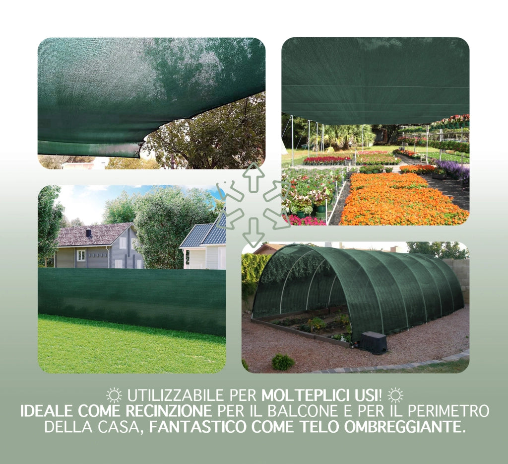 Rete Ombreggiante Metri Frangivista Telo Privacy Frangivento Verde Recinzione Frangisole Copertura Estero Ombra Terrazzi Giardini Verde - 1.5X100 MT