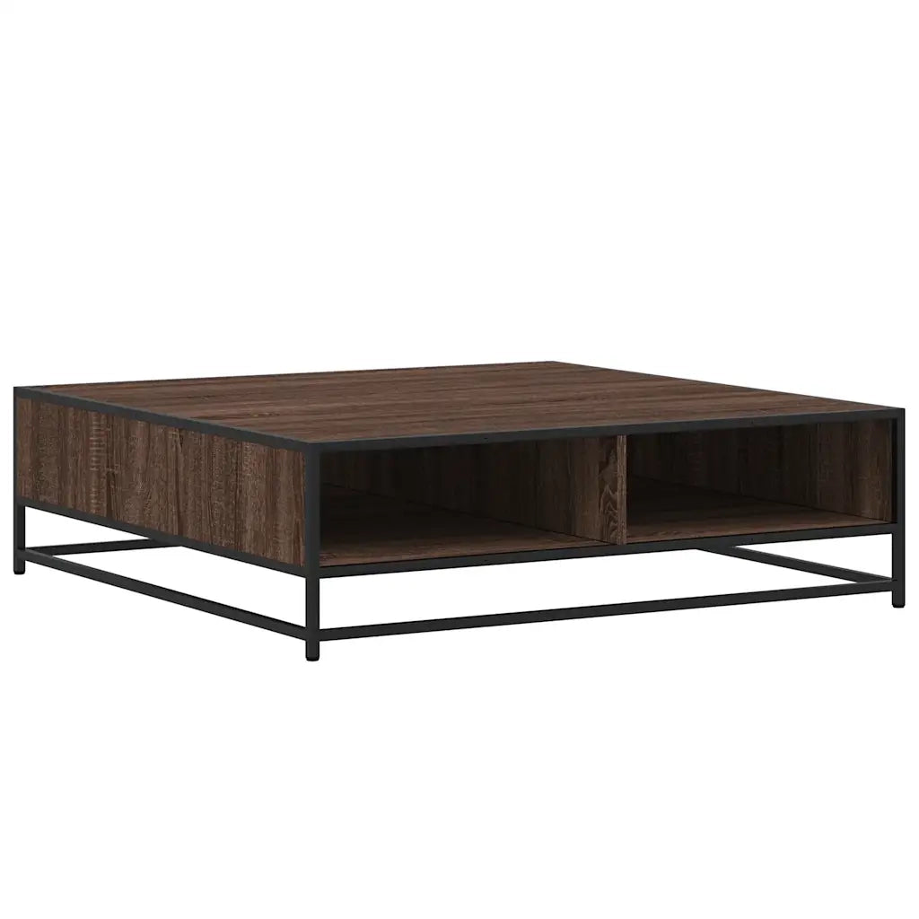 Tavolino-Tavolino da soggiorno-Tavolo Rovere Marrone 100x100x30 cm in Truciolato e Metallo