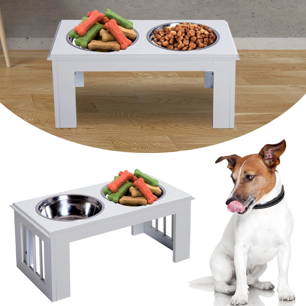 Stazione Alimentazione Cani Antiscivolo ¨C Xylo ¨C Bianco 58,4x30,5x25,4cm 2L