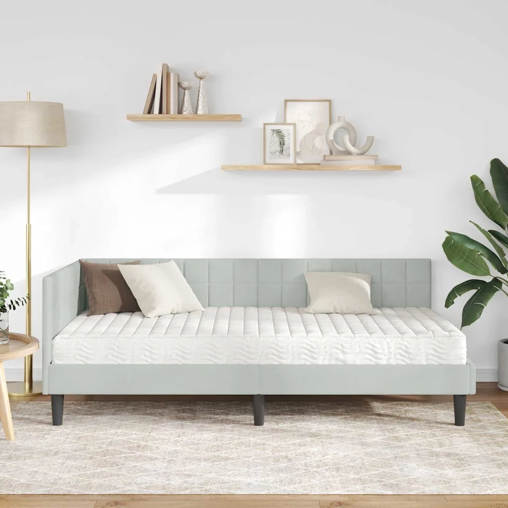 Struttura Letto Angolare con Materasso 2 pcs Grigio chiaro