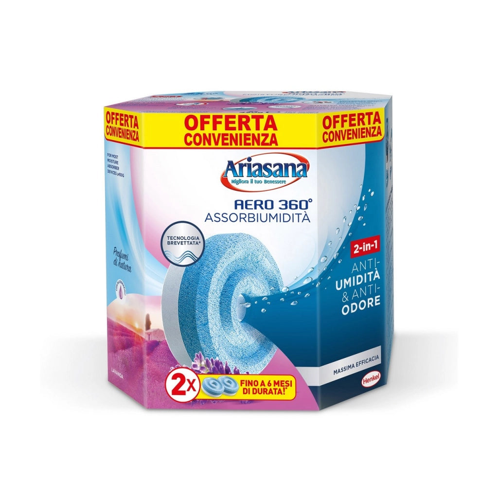 Bipacco Ricariche Assorbi Umidità Tab Universali Lavanda 2×450 g – Sistema Aero 360°