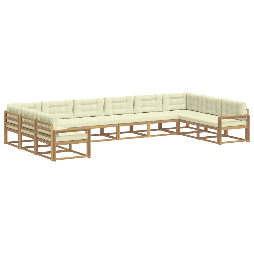 Set di divani da esterno con cuscino 10 pcs Bianco e Crema 3387109