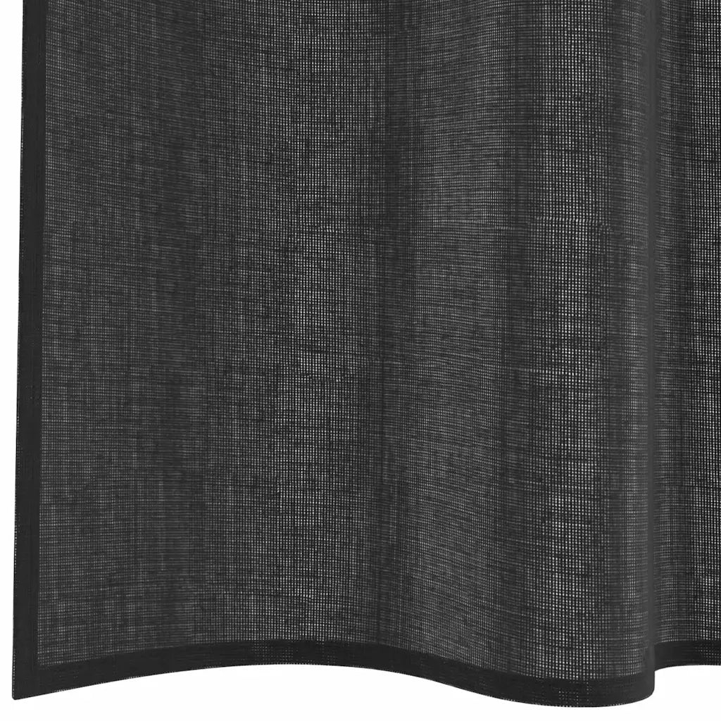 Tende in Voile con Tasche per Aste 2 pz Nero