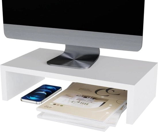 Monitor Standaard per Computer - Elevatore per Monitor con Pannelli di Supporto per Ufficio Domestico - Bianco