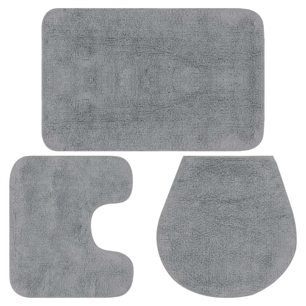 Set di 3 tappeti da bagno in tessuto grigio 02_0005725