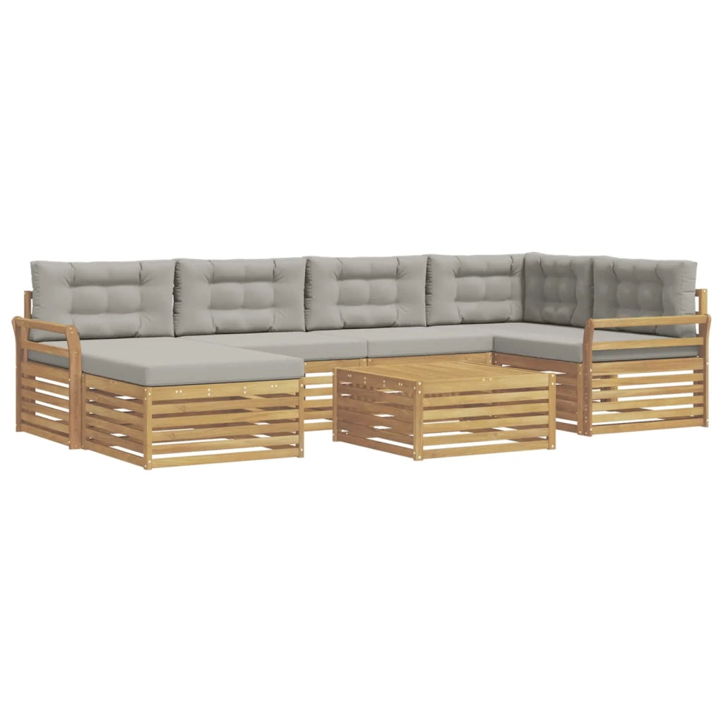 Set di divani da esterno 7 pcs Bianco e Grigio Chiaro 3390806