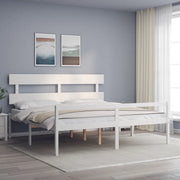 Letto per Anziani con Testiera Bianco Super King Legno Massello 3195367