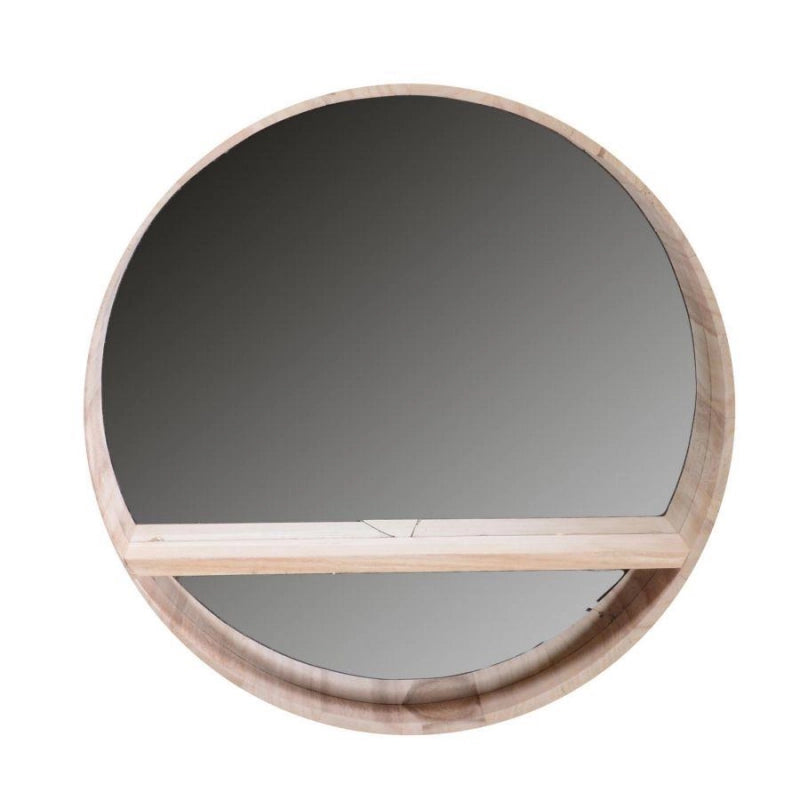 Specchio legno con mensola tondo cm ø35,5x8