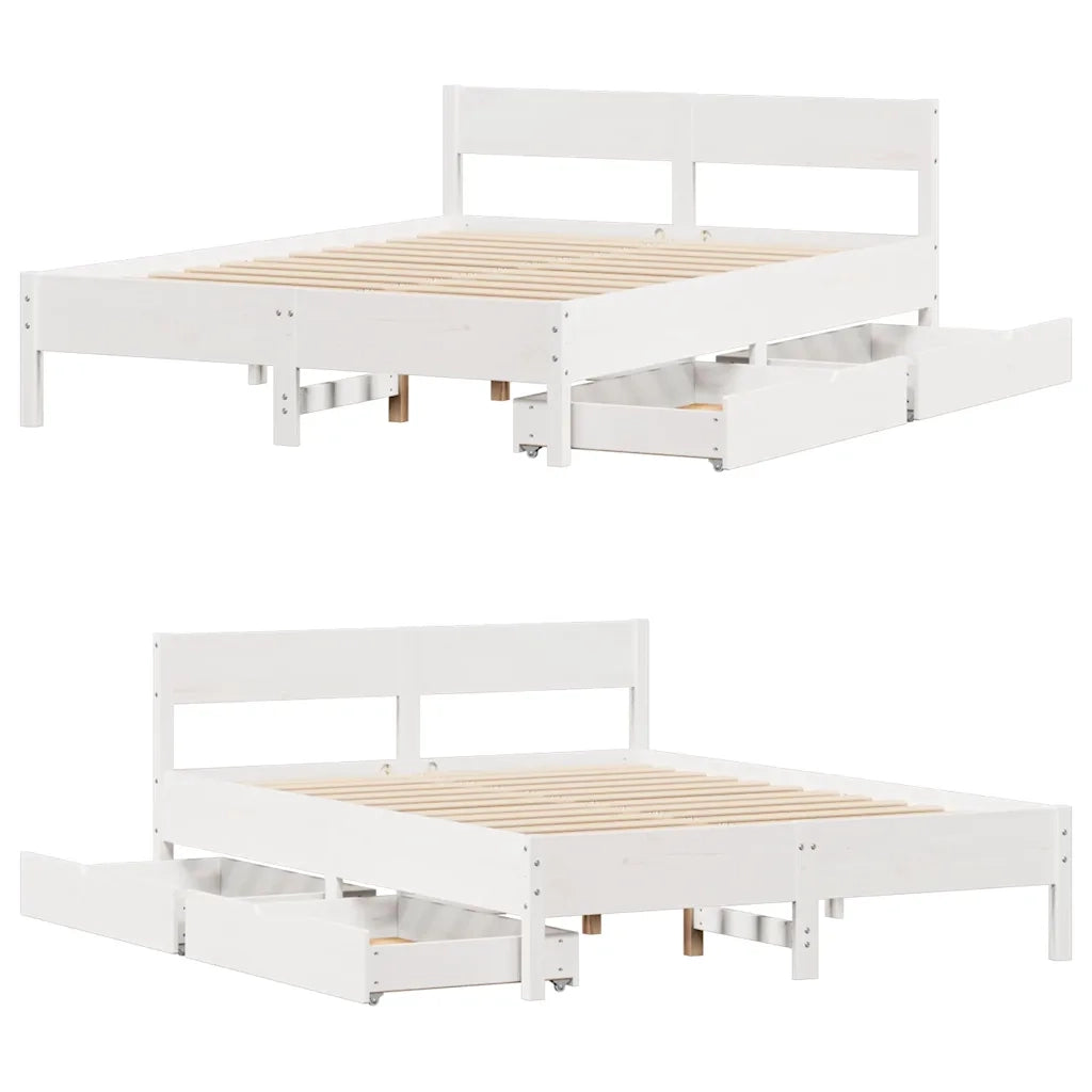 Letto senza Materasso Bianco 120x200 cm Legno Massello di Pino 3301753