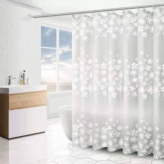 Douchegordino per Bagno 200x200cm - Douchegordino rapido asciugamento con grucce - Impermeabile e idrorepellente Douchegordino - con 12 anelli per Douchegordino - per doccia e bagno