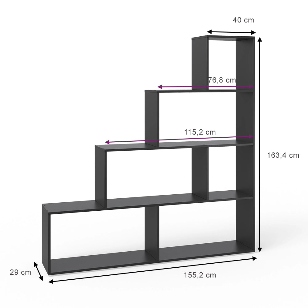 Vicco Scaffale per scale Nero 163 x 155 cm