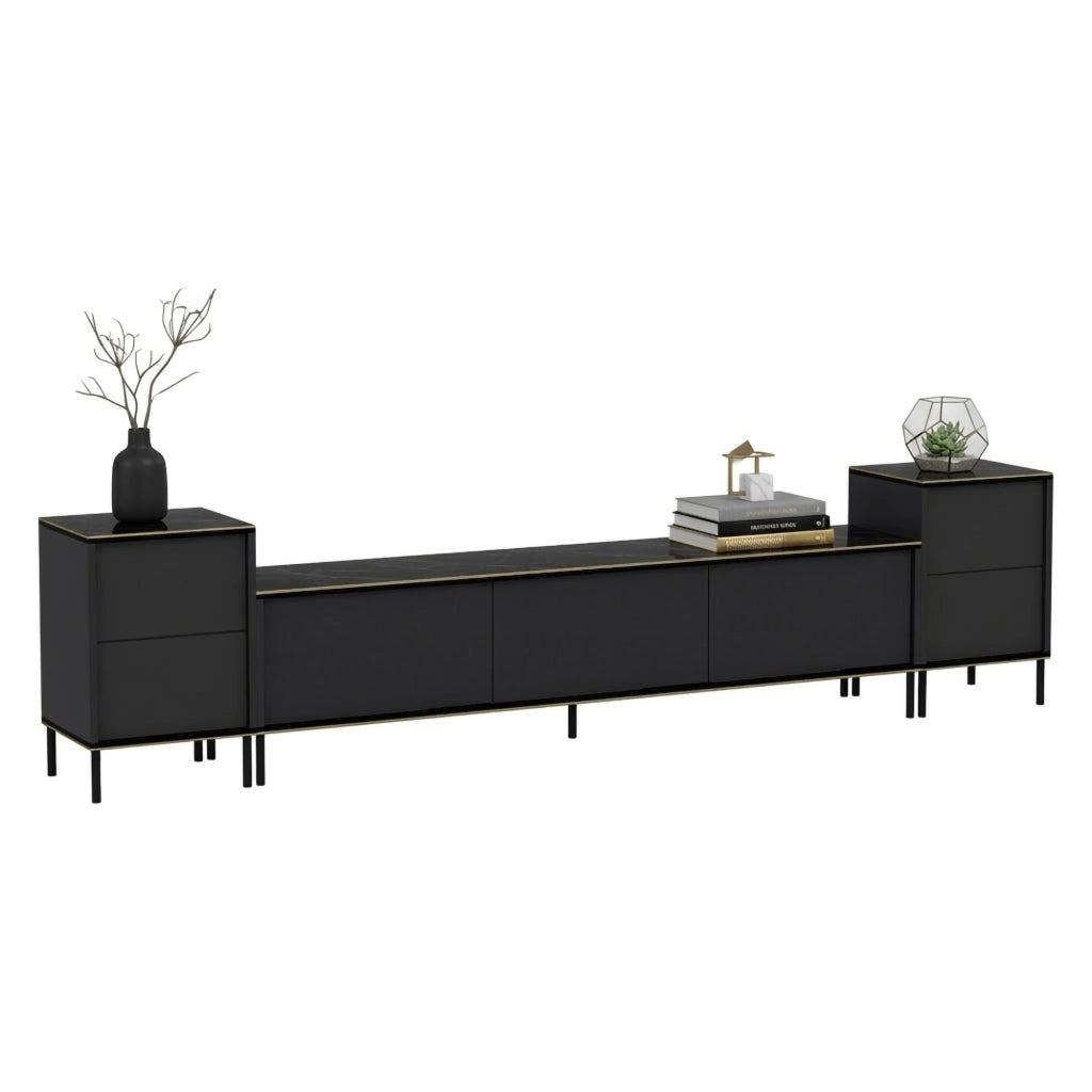 Cortin, Mobile Porta tv 2 Ripiani, 260x35x45h cm Nero Antracite