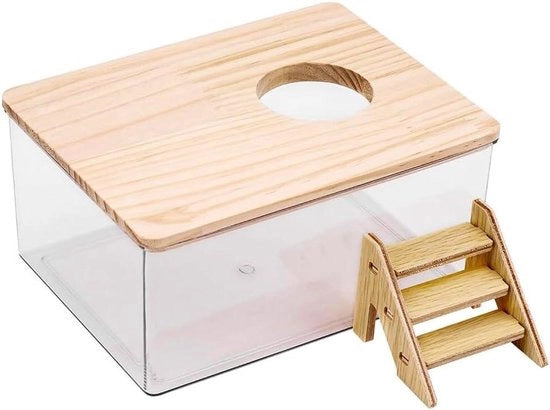 Doccia per piccoli animali con box di sabbia trasparente emettente luce verde - sauna per animali domestici - adatto per hamster, cavia, scoiattolo