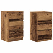 Set di 2 Comodini | Armadio da Notte | Mobiletto da notte con 3 Cassetti Legno Antico 39x35x65 cm