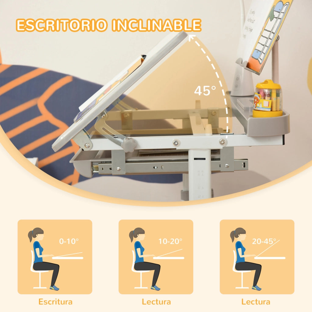 Scrivania per Bambini con Sedia Regolabile ¨C Minimal ¨C Grigio