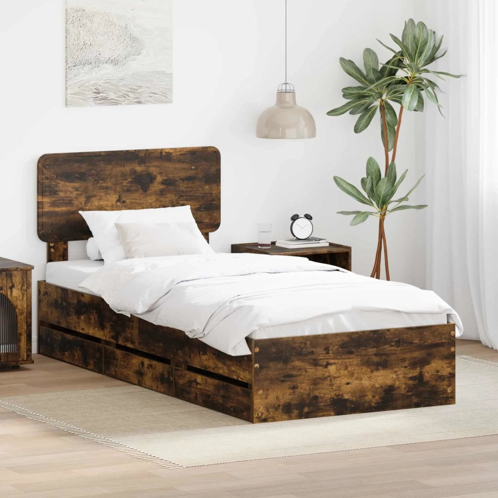 Struttura del letto-Giroletto Quercia Affumicata 100 x 200 cm 457116