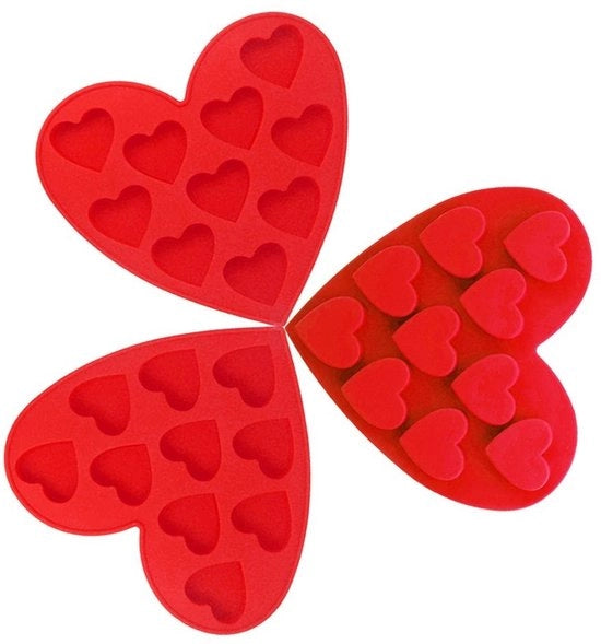Set di 3 Moulds per Cioccolata in Silicone - Forma a Cuore - Senza Adesivi - Resistente al Calore - Flessibile - Silicone di Classe Alimentare - Mould per Cioccolata