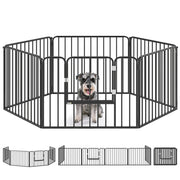 Recinto per Cani 6 Pannelli ¨C Minimal ¨C Acciaio 164x83x60 Nero