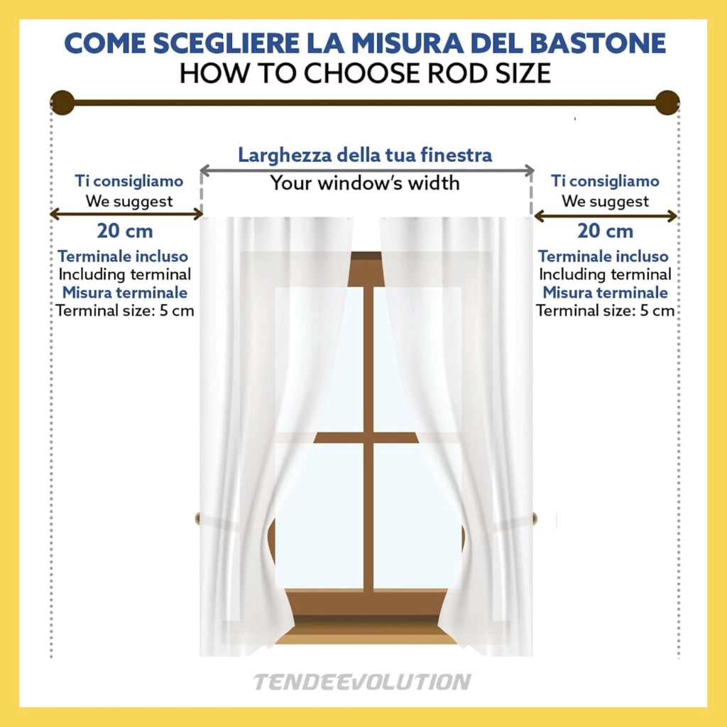 Bastone Tenda in Legno di Alta Qualità, diametro 35 mm a strappo colore muffato terminale pagoda lunghezza 240 CM