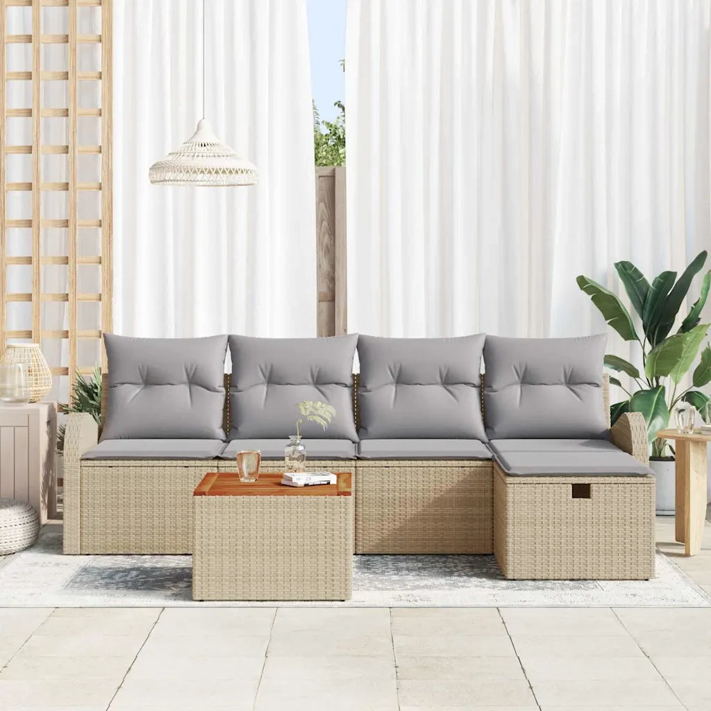 Set Divano da Giardino con cuscino 6 pcs Beige polyrattan 3359504