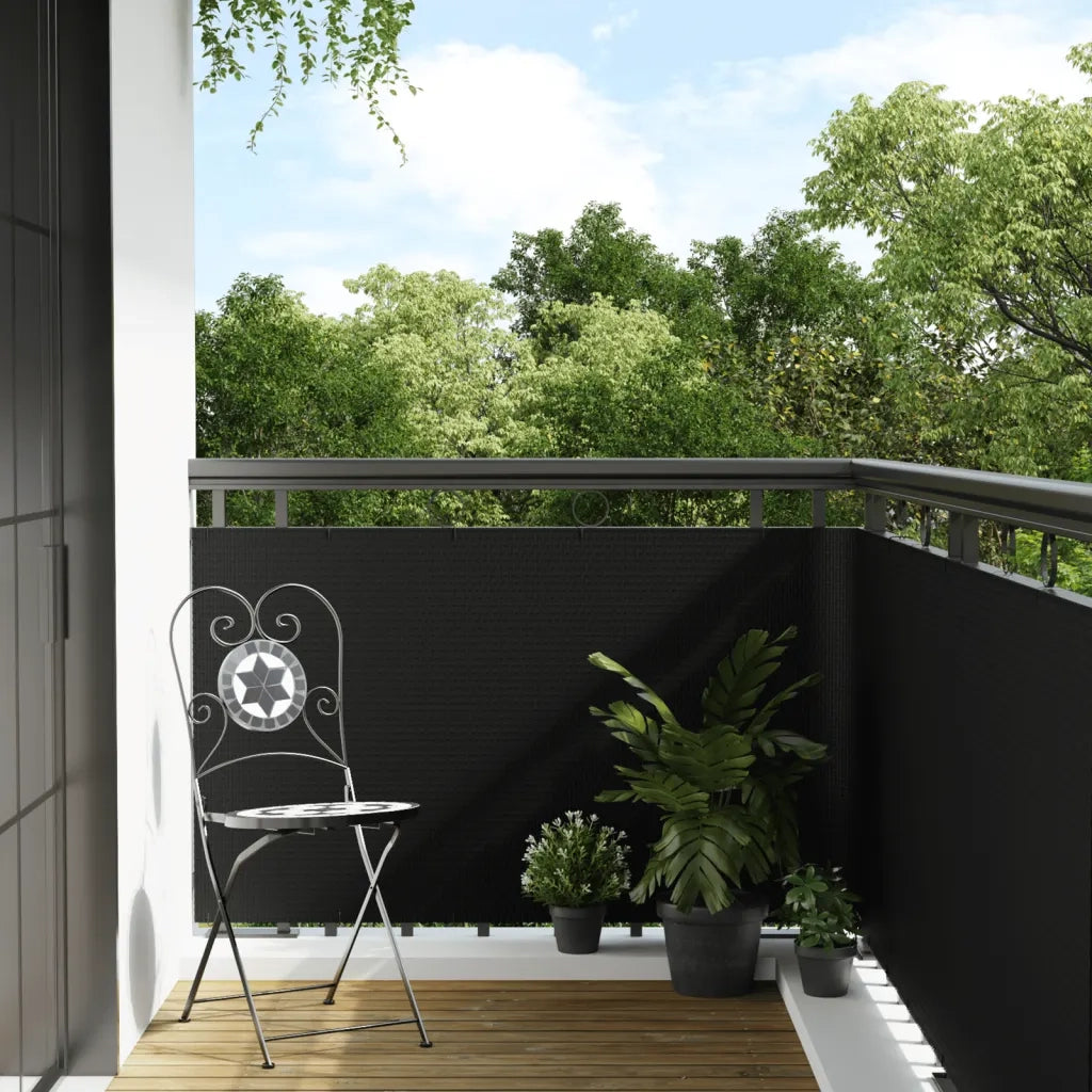 Schermo da balcone | Paravento da Balcone Nero 600x90 cm in Polyrattan