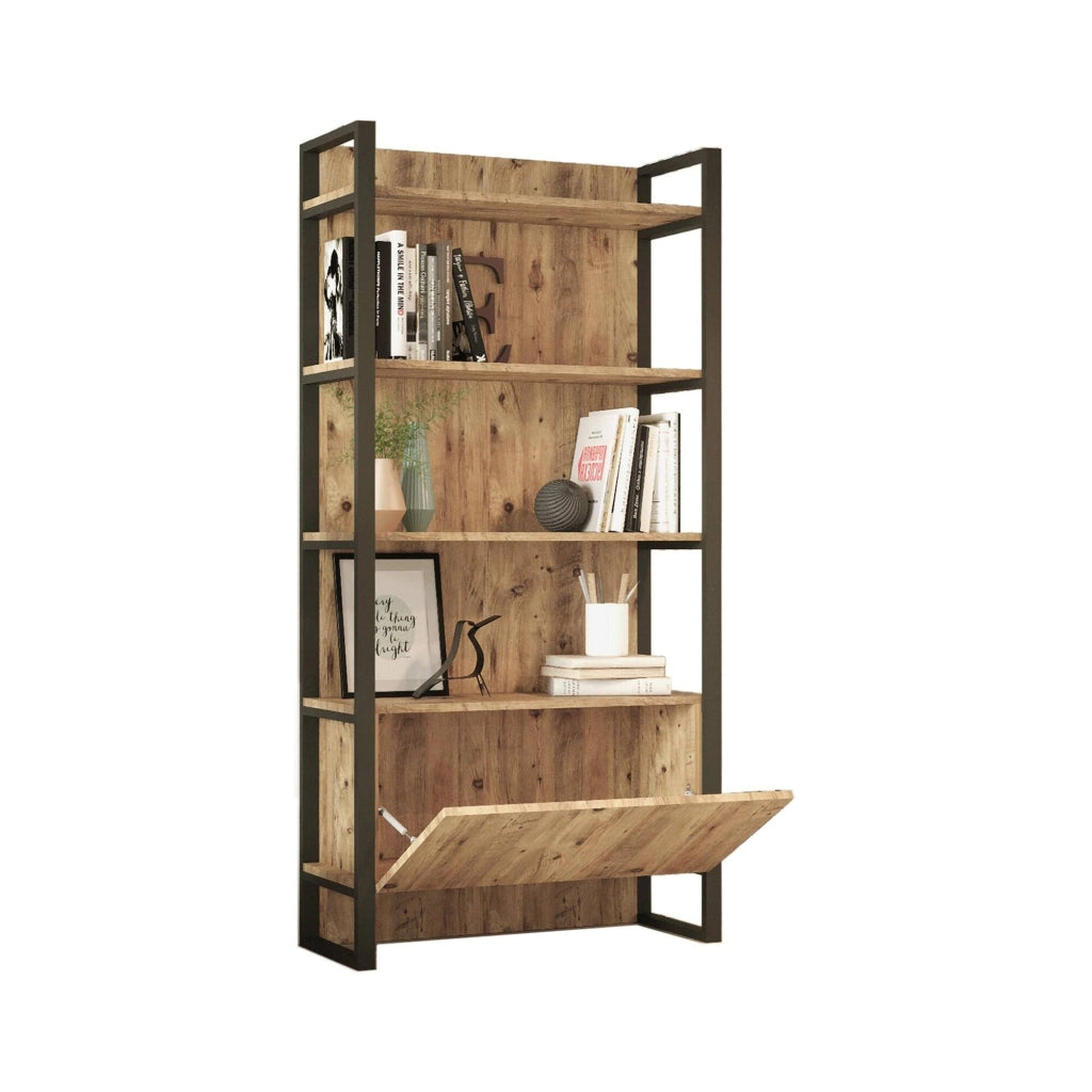 Biblioteca Georges, Libreria 4 Ripiani, 90x34x180h cm Marrone Quercia