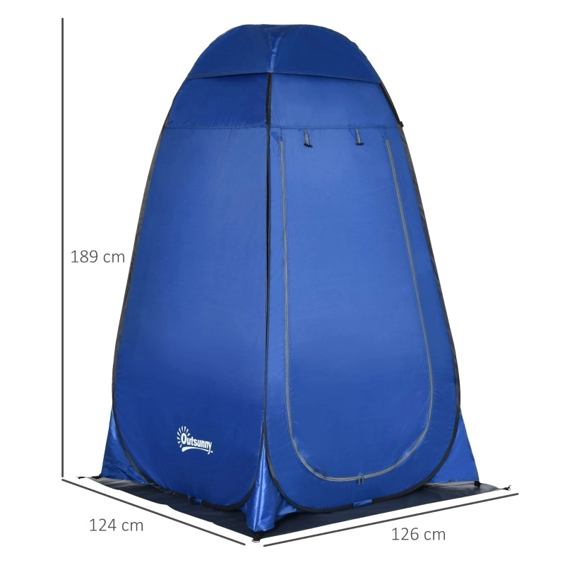 Tenda doccia a scomparsa Tenda WC Tenda da spoglio Cambio con borsa da trasporto Cabina mobile per bagni esterni Tenda di stoccaggio Blu scuro 126 x 124 x 189 cm