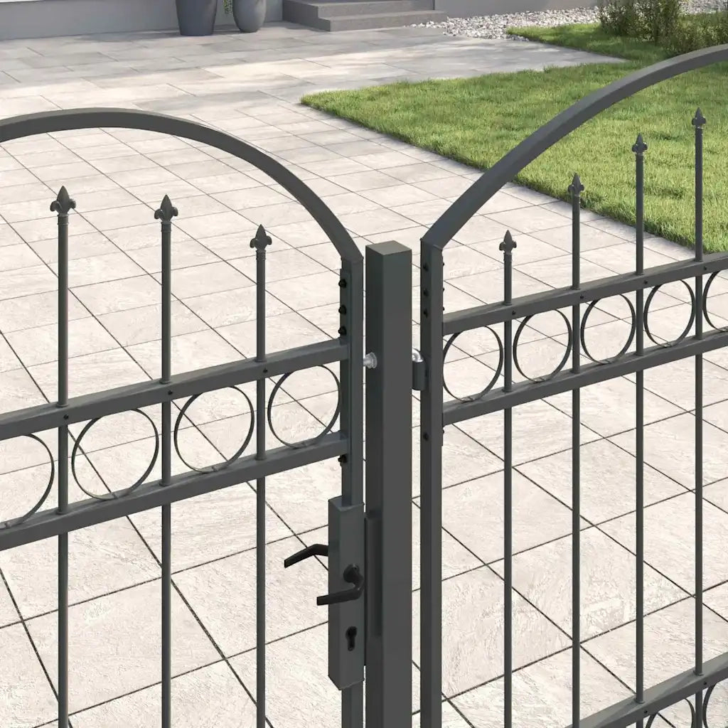 Cancello da Giardino con Parte Superiore Arcuata Assen Grigio 42008954