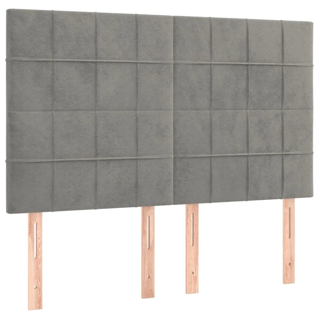 Testiera | Testata Grigio Chiaro 144x5x118/128 cm Velluto