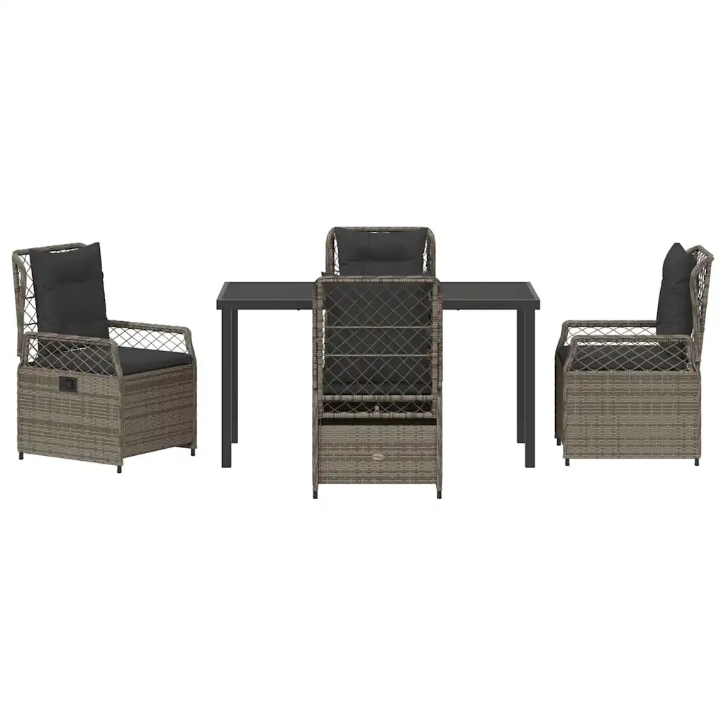 Set da Pranzo per Giardino 5 pcs Grigio polyrattan